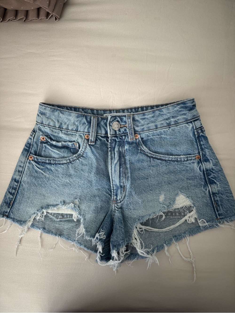 Garage Light Blue Distressed Denim Shorts